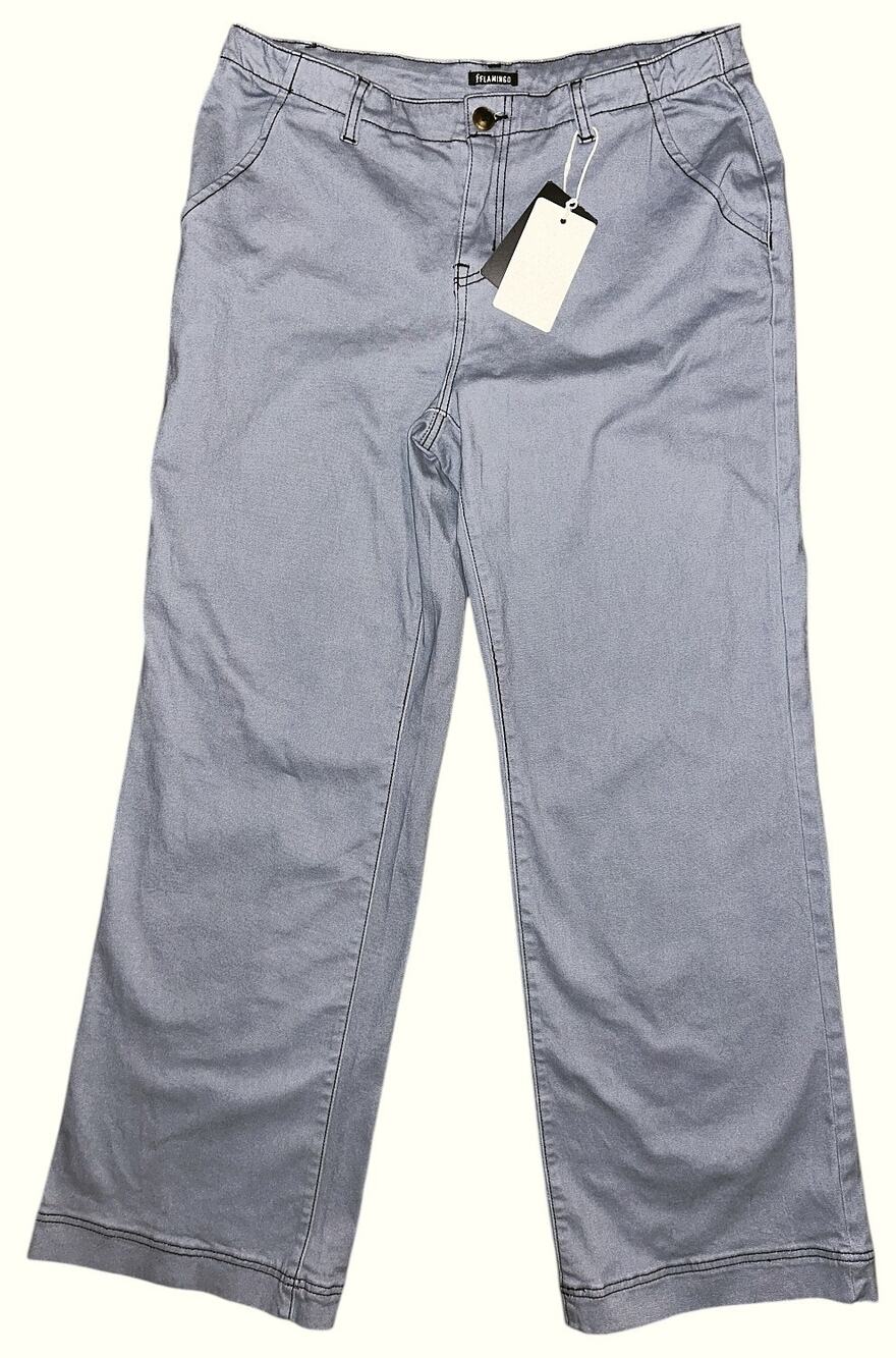 NWT Flamingo Cotton Stretch Mid-Rise Gray Pants Women's Large 32X31
